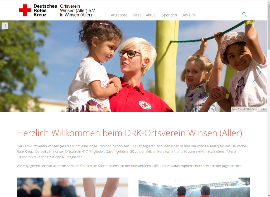 Ansicht der Webseite des DRK Winsen Aller