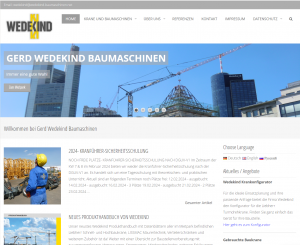 Webseite Gerd Wedekind Baumaschinen GmbH